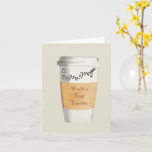 Gepersonaliseerde wereld's beste leraar Gift Coffe Kaart (Gele Bloem)