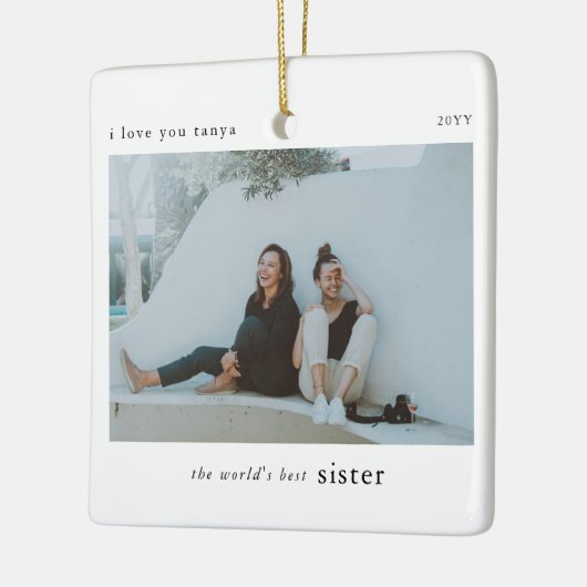 Gepersonaliseerde wereld's beste zuster foto Keeps Keramisch Ornament (Links)