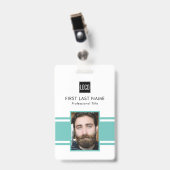 Gepersonaliseerde werknemer | Blauwgroen Logo pers Badge (Voorzijde met clip)