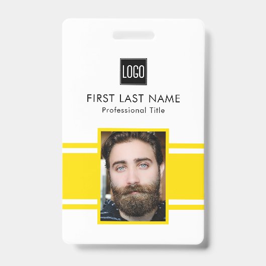 Gepersonaliseerde werknemer | Gele Logo Personeels Badge (Voorkant)