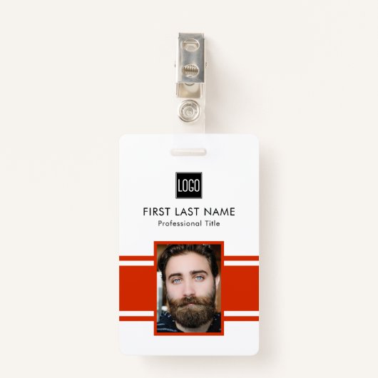 Gepersonaliseerde werknemer | Rode Logo Personeel Badge (Voorkant met clip)