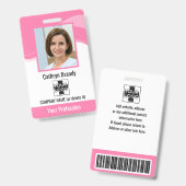 Gepersonaliseerde Werknemer Roze, Foto, Barcode &  Badge (Voor- en achterkant)