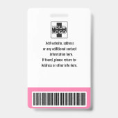 Gepersonaliseerde Werknemer Roze, Foto, Barcode &  Badge (Achterkant)