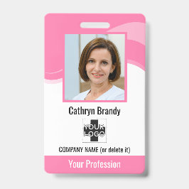 Gepersonaliseerde Werknemer Roze, Foto, Barcode &  Badge