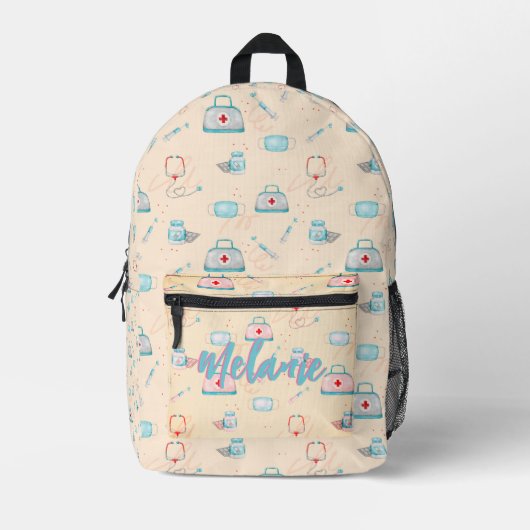 Gepersonaliseerde werkrugzak voor verpleegkundigen bedrukte rugzak (Voorkant)