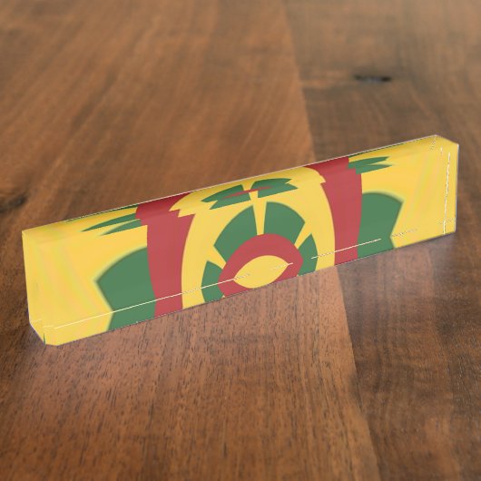 Gepersonaliseerde werkruimte: Levendig rood goudgr Naambordje (Zijkant)