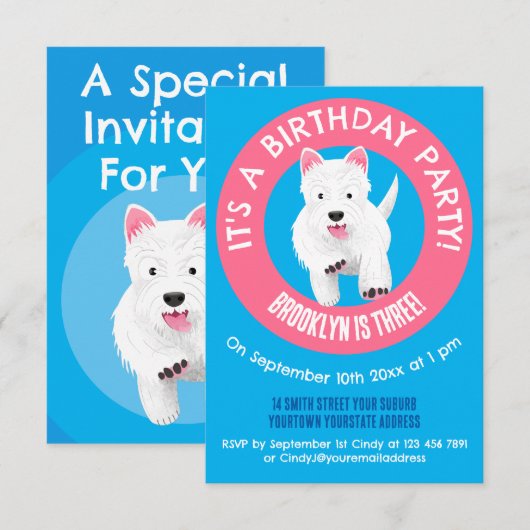 Gepersonaliseerde West Highland terrier verjaardag Kaart (Voorkant / Achterkant)