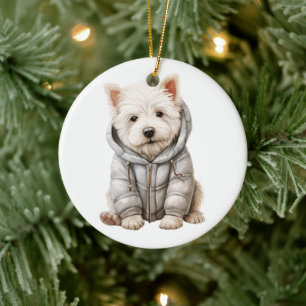 Gepersonaliseerde West Highland White Terrier Dog Keramisch Ornament