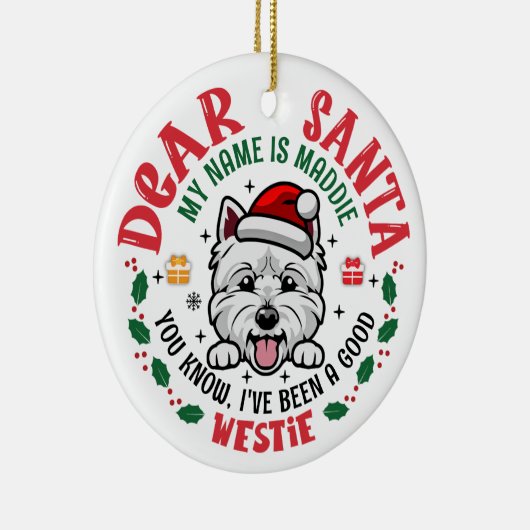 Gepersonaliseerde West Highland White Terrier Kers Keramisch Ornament (Rechts)