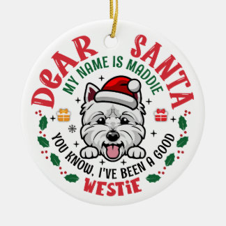 Gepersonaliseerde West Highland White Terrier Kers Keramisch Ornament