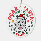 Gepersonaliseerde West Highland White Terrier Kers Keramisch Ornament (Links)