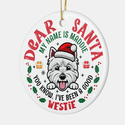 Gepersonaliseerde West Highland White Terrier Kers Keramisch Ornament (Links)