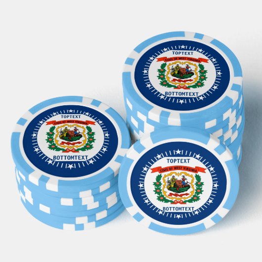 Gepersonaliseerde West Virginia State Flag op een Poker Chips (Opstapeling)