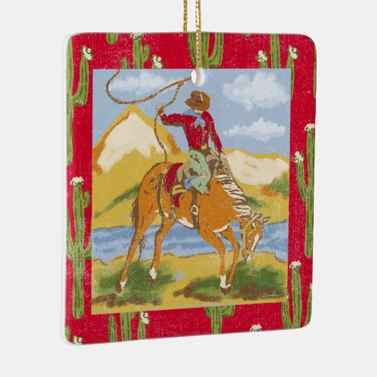 Gepersonaliseerde Westerne Cowboy Rodeo Lasso Keramisch Ornament (Rechts)