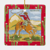 Gepersonaliseerde Westerne Cowboy Rodeo Lasso Keramisch Ornament (Achterkant)