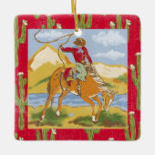 Gepersonaliseerde  Westerne Cowboy Rodeo Lasso Keramisch Ornament (Voorkant)