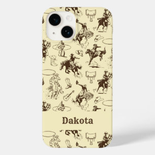 Gepersonaliseerde Westerne Cowboy Rodeo Paarden Case-Mate iPhone 14 Hoesje