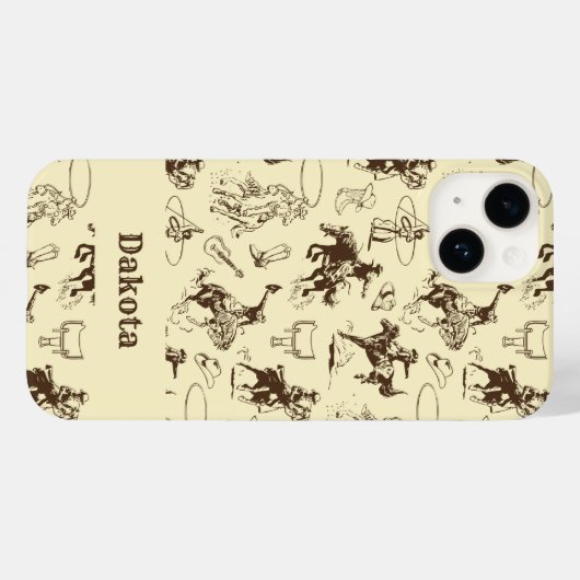 Gepersonaliseerde Westerne Cowboy Rodeo Paarden Case-Mate iPhone Case (Achterkant (horizontaal))