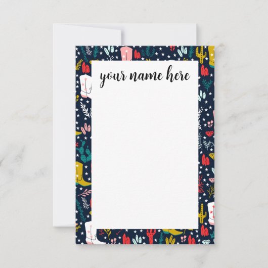 Gepersonaliseerde Westerne Cowgirl Notecards Bedankkaart (Voorkant)