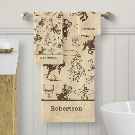 Gepersonaliseerde Westerne Paarden Rodeo Cowboy Bad Handdoek