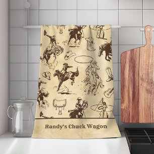 Gepersonaliseerde Westerne Rodeo Cowboy Cowgirl Theedoek