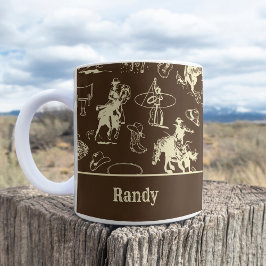 Gepersonaliseerde Westerne Rodeo Cowboy Dark Brown Koffiemok
