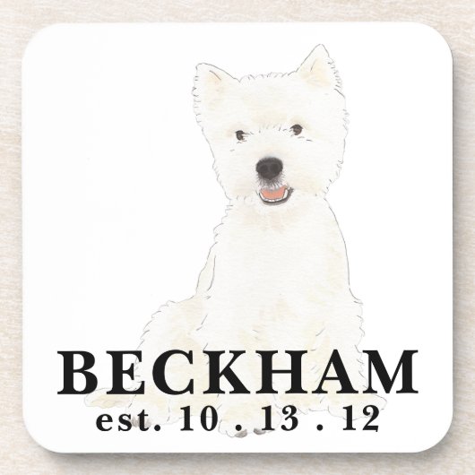 Gepersonaliseerde Westie West Highland Terrier Bier Onderzetter (Voorkant)