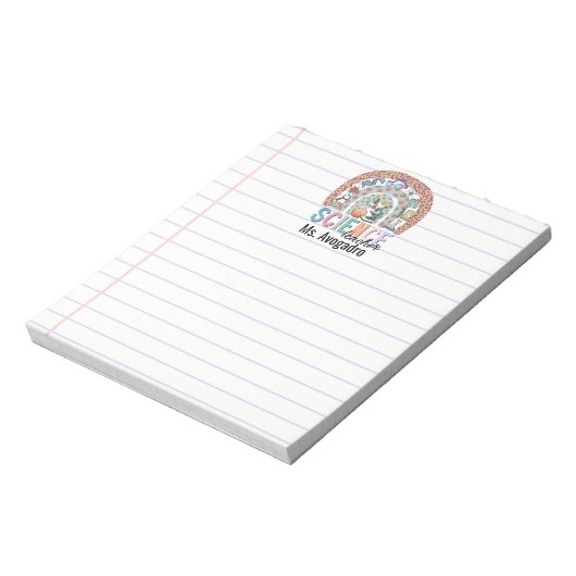 Gepersonaliseerde wetenschapsleraar Boho Rainbow A Notitieblok (Linkerzijde)