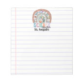 Gepersonaliseerde wetenschapsleraar Boho Rainbow A Notitieblok (Voorkant)