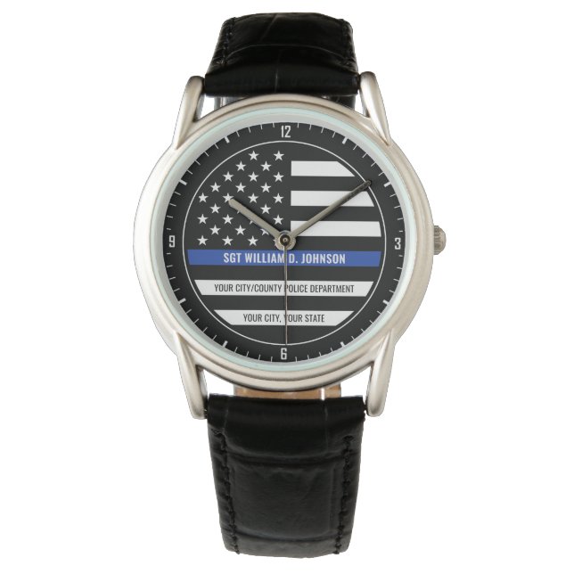 Gepersonaliseerde Wetshandhaving NAAM Politieagent Horloge (Voorkant)