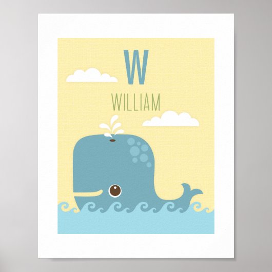 Gepersonaliseerde Whale Nursery Poster Print (Voorkant)