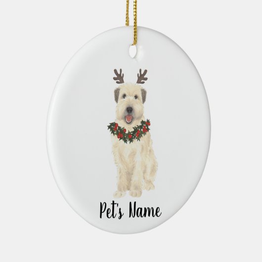 Gepersonaliseerde Wheaten Terrier Antlers en Bow S Keramisch Ornament (Rechts)