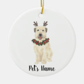Gepersonaliseerde Wheaten Terrier Antlers en Bow S Keramisch Ornament (Voorkant)