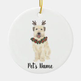 Gepersonaliseerde Wheaten Terrier Antlers en Bow S Keramisch Ornament