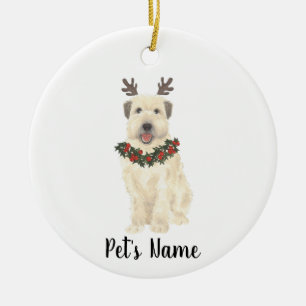 Gepersonaliseerde Wheaten Terrier Antlers en Bow S Keramisch Ornament