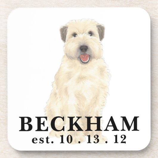 Gepersonaliseerde Wheaten Terrier Bier Onderzetter (Voorkant)