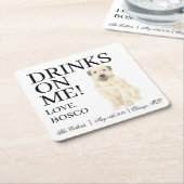 Gepersonaliseerde Wheaten Terrier bruiloft Kartonnen Onderzetters (Schuin)