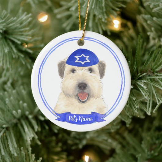 Gepersonaliseerde Wheaten Terriër Chanoeka Yarmulk Keramisch Ornament (Boom)