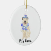 Gepersonaliseerde Wheaten Terrier Kerst Blauwe Sja Keramisch Ornament (Rechts)