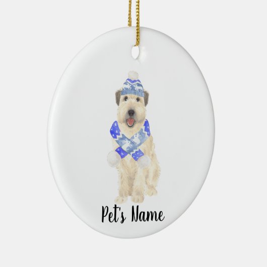 Gepersonaliseerde Wheaten Terrier Kerst Blauwe Sja Keramisch Ornament (Rechts)