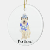 Gepersonaliseerde Wheaten Terrier Kerst Blauwe Sja Keramisch Ornament (Links)