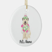 Gepersonaliseerde Wheaten Terrier Kerst Roze Sjaal Keramisch Ornament (Rechts)