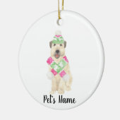 Gepersonaliseerde Wheaten Terrier Kerst Roze Sjaal Keramisch Ornament (Links)
