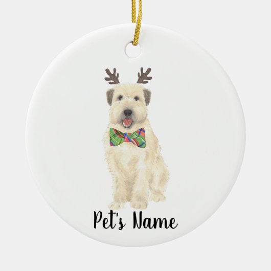 Gepersonaliseerde Wheaten Terrier Kerstrendier Keramisch Ornament (Voorkant)