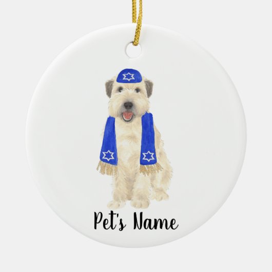 Gepersonaliseerde Wheaten Terrier Yarmulke en sjaa Keramisch Ornament (Voorkant)