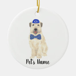 Gepersonaliseerde Wheaten Terrier Yarmulke en Stro Keramisch Ornament
