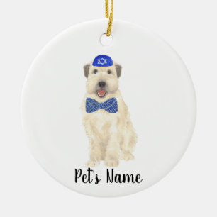 Gepersonaliseerde Wheaten Terrier Yarmulke en Stro Keramisch Ornament