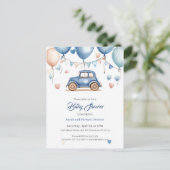 Gepersonaliseerde  Wheels Baby shower Briefkaart (Staand voorkant)