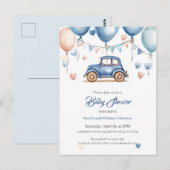 Gepersonaliseerde  Wheels Baby shower Briefkaart (Voorkant / Achterkant)