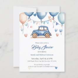 Gepersonaliseerde  Wheels Baby shower Briefkaart